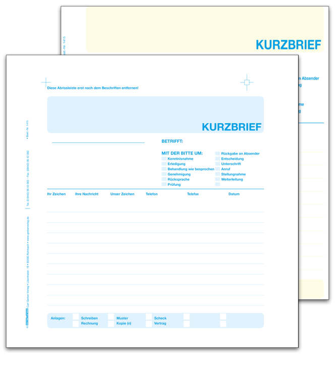 memoform - Schnelltrennsatz - Kurzbrief (2-fach) Groß