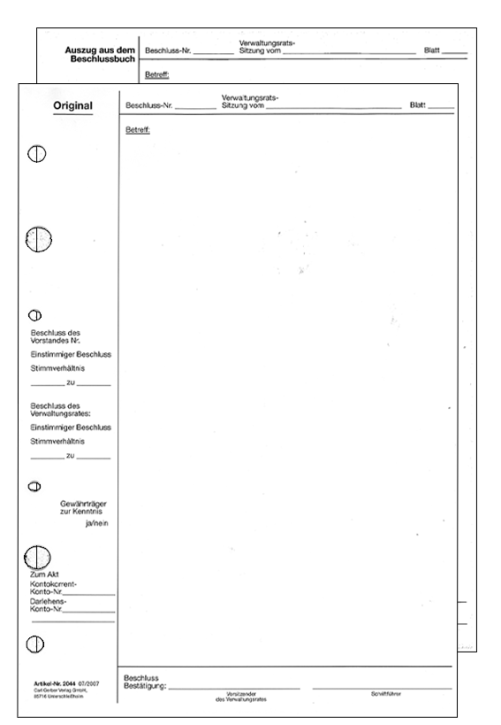 Formular - Verwaltungsrats-Sitzung 2-fach