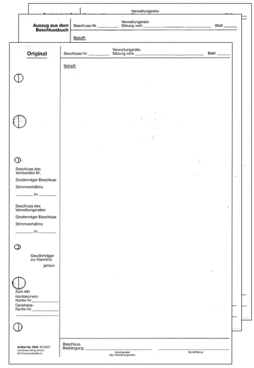 Formular - Verwaltungsrats-Sitzung 3-fach