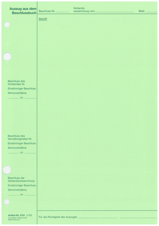 Verbandsversammlung (Auszug) - Format DIN A4