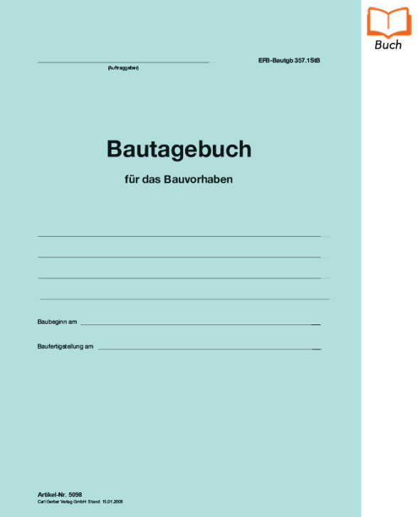 Bautagebuch (Buch) - EFB-Bautagb 357.StB