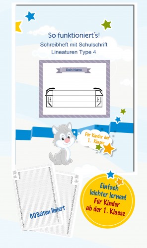 Schreibheft mit Schulschrift Lineaturen Type 4